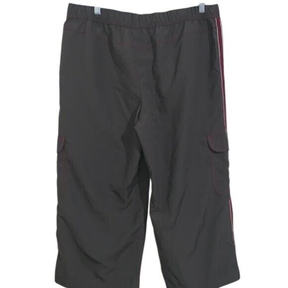 SB Active Womens Cargo Shorts L Polyester Gray Red Stripe - Picture 6 of 9